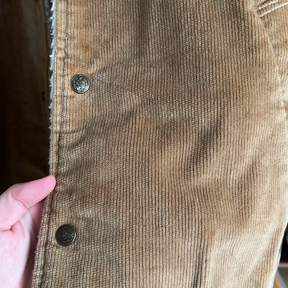 Vintage William Barry Sherpa Lined Corduroy Trucker Jacket Coat Snap Sz 40 M - Picture 3 of 5